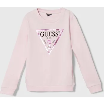 Chlapecká mikina Dětská bavlněná mikina Guess J74Q10.KAUG0.9BYH růžová 30X, vel. 158-166