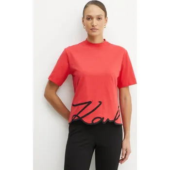 Pánské tričko Bavlněné tričko Karl Lagerfeld KARL SIGNATURE A1W17013 červená 33X, vel. L