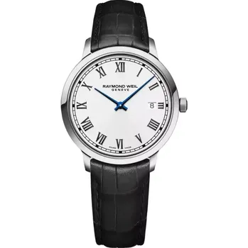 Hodinky Raymond Weil - 5485-STC-00359 - Toccata Men's Classic White Dial Leather Quartz Watch, 39 mm