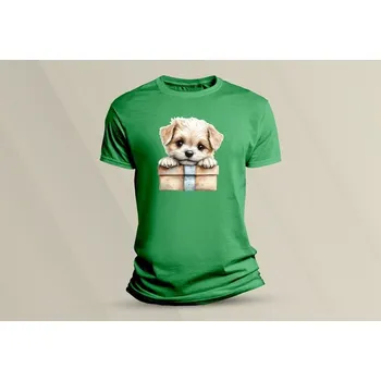 Dětské bavlněné tričko Vánoční pejsek 2. velikost 140 (9-11 let) Zelená