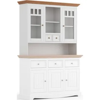 Knihovna Vitrína s nástavcem bílá/dub