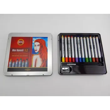 Kresba Umělecké akvarelové WAX pastely Koh-i-noor 12 ks v plechové krabičce