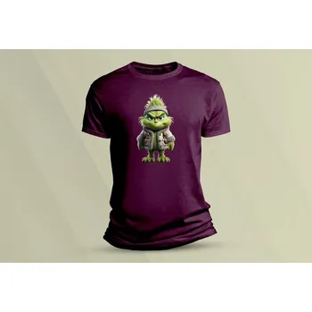 Chlapecké oblečení Dětské bavlněné tričko Grinch 2. velikost 128 (7-8 let) Vínová