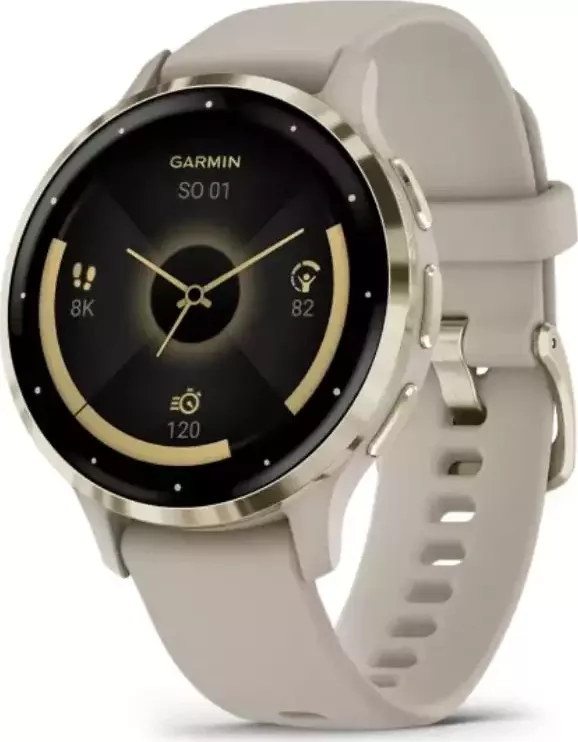 Garmin - 010-02785-02 - Venu® 3S Nerezová luneta Soft Gold, pouzdro French Gray, silikonovýone Band