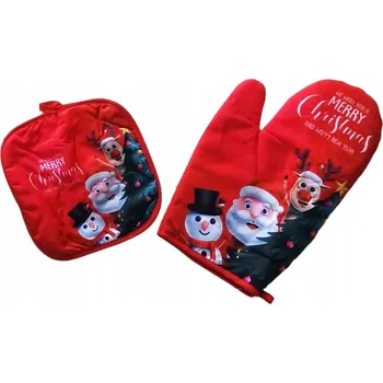 Chňapka VÁNOČNÍ KUCHYŇSKÁ RUKAVICE + CHŇAPKA pod hrnec Mikuláš