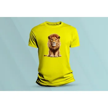 Dětská móda Dětské bavlněné tričko Lev 3. Žlutá velikost 116 (5-6 let)