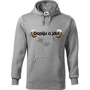 Pánská mikina DOBRÝ TRIKO Pánská mikina s potiskem Dopiju a jdu Velikost pánské mikiny: 5XL, Barva: Tmavě šedý melír