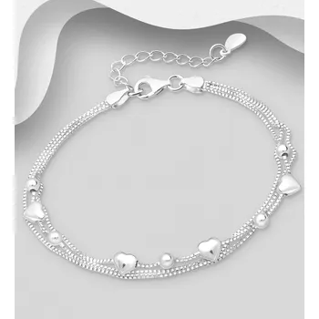 Náramek Náramek se srdcem ze stříbra 925, délka 20,3cm