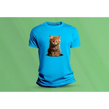 Chlapecké tričko Dětské bavlněné tričko Kočka. velikost 128 Azurová