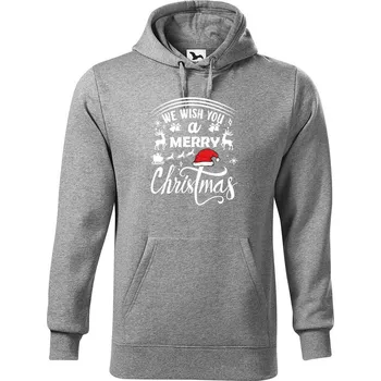 Pánská mikina DOBRÝ TRIKO Pánská mikina s potiskem We wish you Velikost pánské mikiny: 5XL, Barva: Tmavě šedý melír