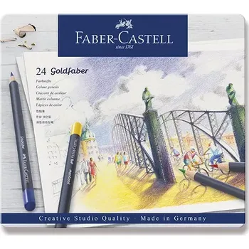Kresba Pastelky Faber-Castell Goldfaber 114724 sada 24 barev, plechová krabička
