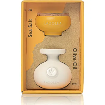 Rostlinný olej Dárkový box s BIO extra panenským olivovým olejem 80ml a květem mořské soli 30g Ladolea