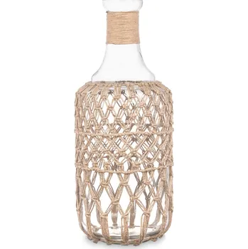 Giftdecor Láhev s pletenou dekorací, 20 x 20 x 48 cm, světle hnědá