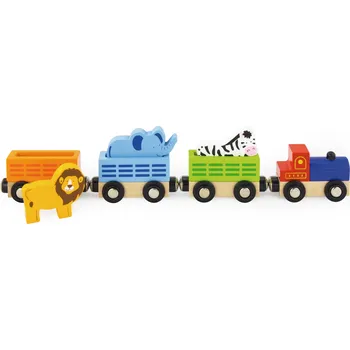 Vláček a vláčkodráha VIGA Dřevěná mašinka divoká zvířátka