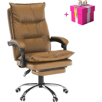 Kancelářské křeslo s podnoží, ekokůže hnědá, DRAKE + dárek