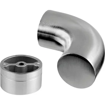 Zábradlí Koncovka na dřevěné madlo, 90°, vč. 1 adaptéru, dřevěné madlo O42 mm, nerez. ocel 304, kartáčovaná