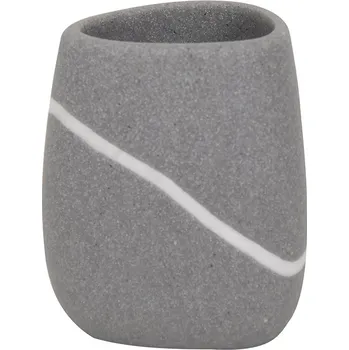 Držák na kartáček MSV kelímek do koupelny ZEN, šedý, polyresin