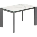 Bílý porcelánový rozkládací jídelní stůl Kave Home Axis II. 120/180 x 80 cm s tmavou podnoží