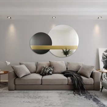 Zrcadlo Sada dekorativních zrcadel se zlatou deskou a černým lakobelem - GOLD MOON