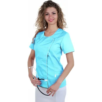 Zdravotnický oděv Perlička® Zdravotnická halenka ELIZABETH Světlý tyrkys/Bílá Barva: Světlý tyrkys/Bílá, Velikost: 42