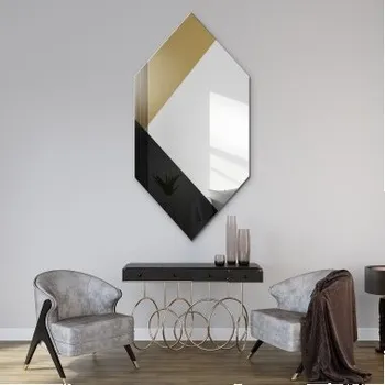Zrcadlo Exkluzivní dekorativní zrcadlo v černé a zlaté barvě - MADAM