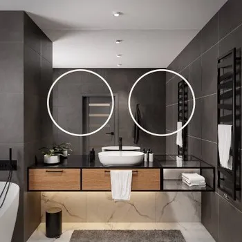 Zrcadlo Čtvercové koupelnové zrcadlo s dvojitým osvětlením - HUGO DOUBLE LED