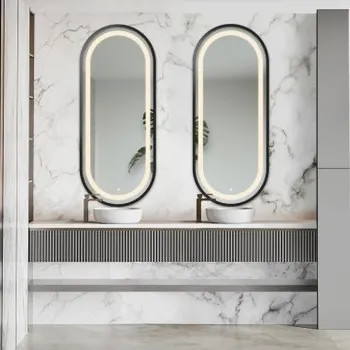 Zrcadlo Sada oválných zrcadel v mdf rámu s podsvícením - SADA OSKAR V RAMU LED III