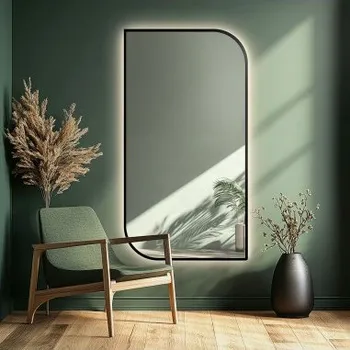 Zrcadlo Zrcadlo v černém rámu MDF SLIM s osvětlením - LED SLZA - barva rámu dle vašeho výběru