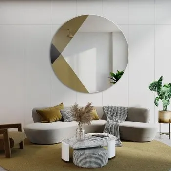 Zrcadlo Dekorativní kulatý zrcadlový barevný panel - černo-zlatý - HENRY