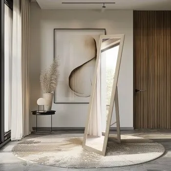 Zrcadlo Stojící zrcadlo v rámu ze surového dřeva ve skandinávském stylu - 5005