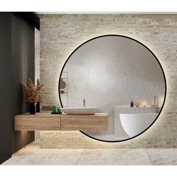 Zrcadlo Kulaté led zrcadlo na míru s výřezem do skříňky v mdf rámu - ORFEUSZ LED