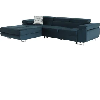 Obývací pokoj Rohová sedací souprava, modrá, levá, AMARETA
