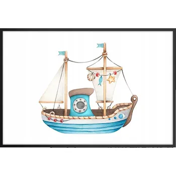 Obraz Obraz plakát v černém rámu do obýváku 91x61 loď foto plakáty na zeď