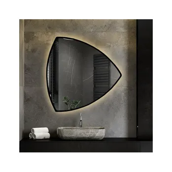 Zrcadlo Trojúhelníkové koupelnové zrcadlo v rámu s podsvícením - KARO V RÁMU LED