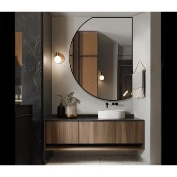 Zrcadlo Zrcadlo s nepravidelným tvarem v černém matném rámu MDF - ODETTA