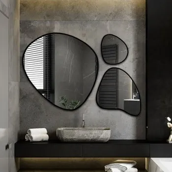 Zrcadlo Sada tří zrcadel s organickým tvarem v rámu - FLORA V RÁMU