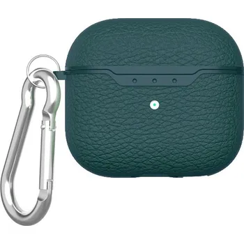 Pouzdro na mobilní telefon Obal s texturou kůže a karabinou pro AirPods 4 - petrolejový