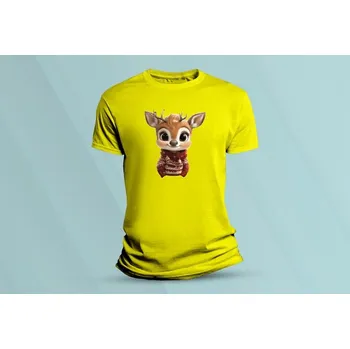 Dětské bavlněné tričko Vánoční sob. Žlutá velikost 128 (7-8 let)