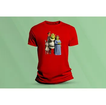 Dětské bavlněné tričko Shrek. Červená velikost 128 (7-8 let)