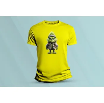 Dětská móda Dětské bavlněné tričko Grinch 2. Žlutá velikost 152 (12-13 let)