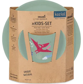 Talíř Dětská jídelní sada: talíř, miska, hrnek DREAMS organic green, KOZIOL