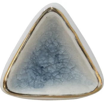 Dveřní kování Bílo-modrá antik úchytka s popraskáním ve tvaru trojúhelníku Azue - 5*5*7 cm