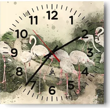Hodiny Kuchyňské nástěnné hodiny 30x30 Ptáci Skleněné hodiny do obýváku Moderní Tiché