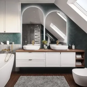 Zrcadlo Sada dvou polooválných koupelnových zrcadel s osvětlením - SADA FRANK LED