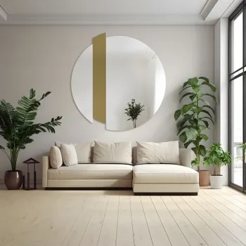 Zrcadlo Kulaté dekorativní zrcadlo se zlatým pruhem - BONA