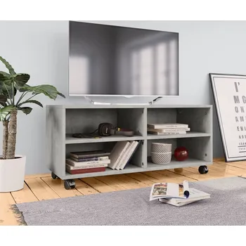 Televizní stolek vidaXL TV skříňka na kolečkách 90x35x35cm kompozitní dřevo [800185] Barva: Betonová šedá