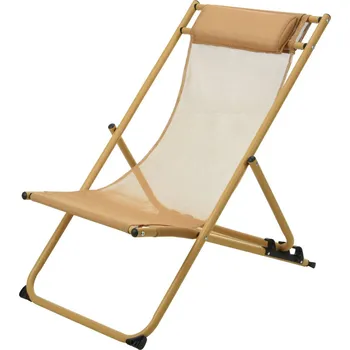 Zahradní lehátko Ambiance Kovové lehátko s možností nastavení výšky a opěrkou na hlavu, 115 cm, skořicové