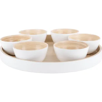 present time Sada misek na občerstvení PURO 6 ks + tácek, bílá barva