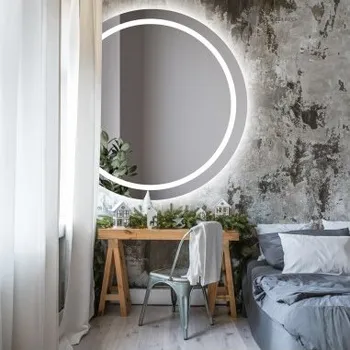 Zrcadlo Kulaté koupelnové zrcadlo s osvětlením - MAIA LED SE ŠIKMÝM BOKEM