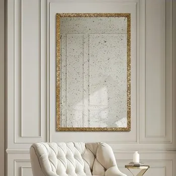 Zrcadlo Luxusní nástěnné zrcadlo se zlatým rámem a postaršeným zrcadlovým sklem – 8002002 – JULIA VINTAGE